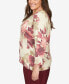 ფოტო #3 პროდუქტის Plus Size Mulberry Street Floral Shimmer Printed Sweater