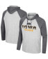 Фото #1 товара Men's Heather Grey Iowa Hawkeyes Hasta La Vista Raglan Hoodie Long Sleeve T-shirt