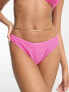 Free Society crinkle high leg bikini bottom in filrty pink flirty pink, US 6 - фото #5