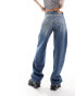 Фото #8 товара Weekday Rail mid waist loose fit straight leg jeans in jackpot blue
