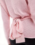 Glamorous – Strickpullover in Babyrosa mit gewickelter Vorderseite