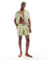 Hunky Trunks wavy stripe beach shIrt co ord in green and white