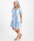Фото #2 товара Petite Mountain Stripe Tiered Dress, Created for Macy's