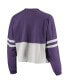 Women's Purple, Gray Clemson Tigers Cropped Retro Jersey Long Sleeve T-shirt