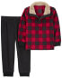 Фото #1 товара Toddler 2-Piece Buffalo Check Pullover & Fleece Pant Set 3T