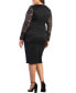 ფოტო #3 პროდუქტის Women's Plus Size Valentina Long Sleeve Lace Illusion Dress