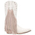 Dingo Hoedown Fringe Studded Round Toe Cowboy Womens Off White Casual Boots DI1
