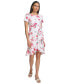 ფოტო #1 პროდუქტის Women's Floral-Print Faux-Wrap Dress