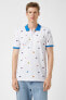 Фото #3 товара Футболка с принтом флага Slim Fit Polo Neck T-shirt Koton