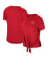 ფოტო #1 პროდუქტის Women's Cardinal Distressed Iowa State Cyclones Finalists Tie-Front T-shirt
