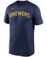 Фото #3 товара Men's Navy Milwaukee Brewers Wordmark Legend T-shirt