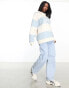 ASOS Weekend Collective rugby sweatshirt in blue and cream stripe