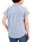 Фото #2 товара Women's Striped Cotton Gauze Popover Shirt, Created for Macy's