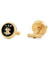 Gold-Tone IP Stainless Steel Mismatch Logo Black Cuff Links