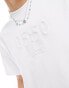 Фото #2 товара Bershka embossed printed t-shirt in white