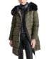 ფოტო #1 პროდუქტის Women's Bibbed Faux-Fur-Trim Hooded Puffer Coat