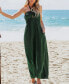 Фото #3 товара Women's Forest Green Halterneck Keyhole Wide Leg Jumpsuit