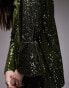 Topshop co-ord sequin oversized shirt in green grün, XS - EU 32-34 - фото #3