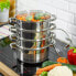 Фото #2 товара Mantowarka KB-7140 Steam Cooker 20 cm Set Induction Cooking Pot Steamer Glass Deck 5 Elements