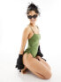 Фото #1 товара New Look square neck ruched side swimsuit in khaki