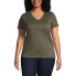 Фото #6 товара Plus Size Relaxed Supima Cotton Short Sleeve V-Neck T-Shirt