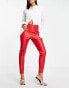 Фото #4 товара ASOS DESIGN cigarette faux leather trouser in red