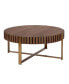 Modern Wood Coffee Table with Stainless Steel Pedestal Base