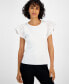 ფოტო #1 პროდუქტის Women's Ribbed-Knit Flutter Eyelet-Sleeve Sweater