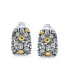 ფოტო #3 პროდუქტის Steampunk Two Tone Crystal Wide Half Hoop Clip On Earrings Non Pierced Ears Oxidized Brass