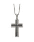 ფოტო #1 პროდუქტის Polished with Black CZ Cross Pendant on a Ball Chain Necklace