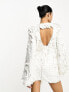 ASOS DESIGN all over feather sequin embellished long sleeved mini dress in white