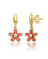 Kids 14k Gold Plated Red Enamel Dangle Star Flower Earrings
