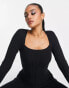 Фото #4 товара ASOS DESIGN ribbed square neck unitard jumpsuit in black