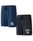 ფოტო #1 პროდუქტის Men's Navy, Black New York Yankees Two-Pack Meter Sleep Shorts