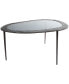 Фото #1 товара 30" x 25" x 18" Aluminum Abstract Oval Shaped Shaded Glass Top and Detailed Engravings Coffee Table