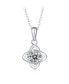 Фото #1 товара Sterling Silver White Gold Plated with 2ct Round Lab Created Moissanite Solitaire 4-Pointed Orbital Star Pendant Necklace