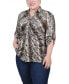 Фото #1 товара Plus Size 3/4 Roll Tab Rouched-Front Top