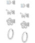 ფოტო #3 პროდუქტის 4-Pc. Set Synthetic Opal & Cubic Zirconia Stud & Hoop Earrings in Sterling Silver, Created for Macy's