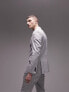 Topman skinny herringbone suit jacket in grey