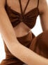 Фото #5 товара The Frolic tahiti ring tie detail beach jumpsuit in dark brown