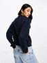 Фото #3 товара Monki knitted polo sweater in navy