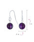 ფოტო #2 პროდუქტის Set of Three Black Onyx Pink Coral Purple Amethyst Bead Ball Dangle French Fish Hook Wire Earrings For Women Teen .925 Sterling Silver