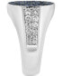 ფოტო #3 პროდუქტის EFFY® Men's Sapphire (1-1/5 ct. t.w.) & White Sapphire (1 ct. t.w.) Cluster Ring in Sterling Silver