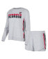 ფოტო #1 პროდუქტის Women's Gray Georgia Bulldogs Cedar Tri-Blend Long Sleeve T-shirt and Shorts Sleep Set