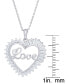 ფოტო #2 პროდუქტის Cubic Zirconia 'Love' Heart Pendant Necklace in Fine Silver Plate