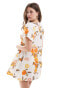 Фото #4 товара Wednesday's Girl citrus floral print smock mini dress in white