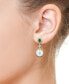 ფოტო #2 პროდუქტის EFFY® Freshwater Pearl (9mm), Emerald (3/8 ct. t.w.) & Diamond (5/8 ct. t.w.) Drop Earrings in 14k Gold