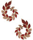 Gold-Tone Open Leaf Stone Small Hoop Earrings, 0.9"