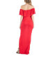 Off Shoulder Ruffle Detail Maternity Maxi Dress