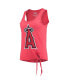 Фото #3 товара Women's Threads Red Los Angeles Angels Scoop Neck Racerback Side Tie Tri-Blend Tank Top